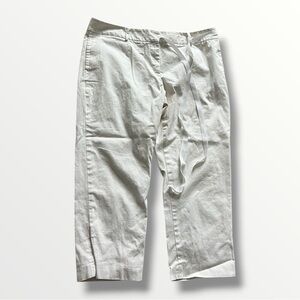 ◽️VERA WANG: Women’s size 14, cream straight leg pants w/pockets & tie preloved